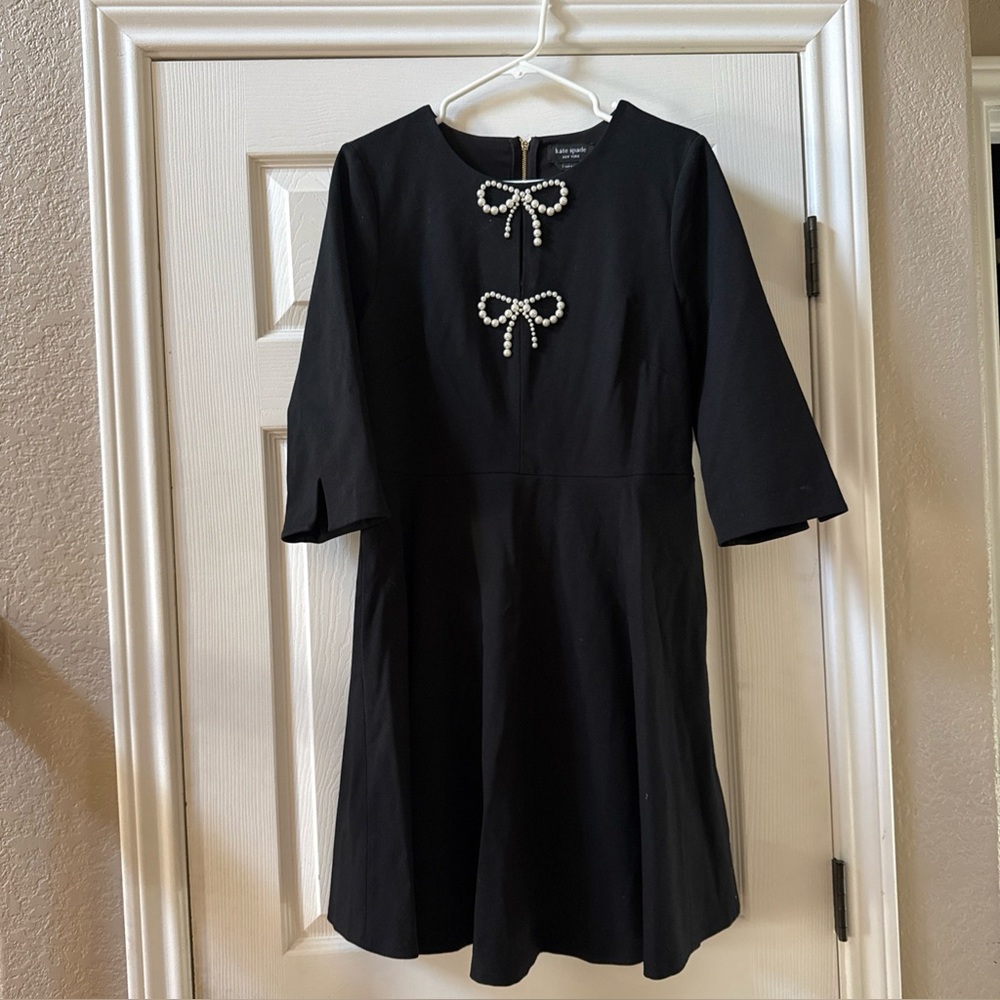Kate Spade A-line Dress Pearl Mini Bows Dress Women’s Large Stretch Pockets